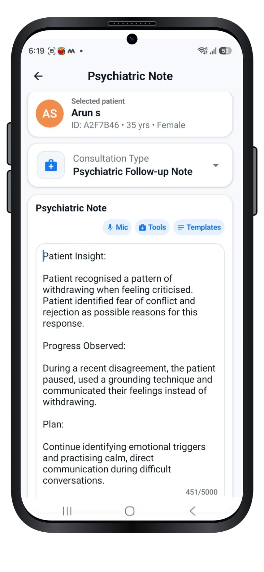 Dr. Notes clinical note documenting therapeutic skills beginning to appear outside the session
