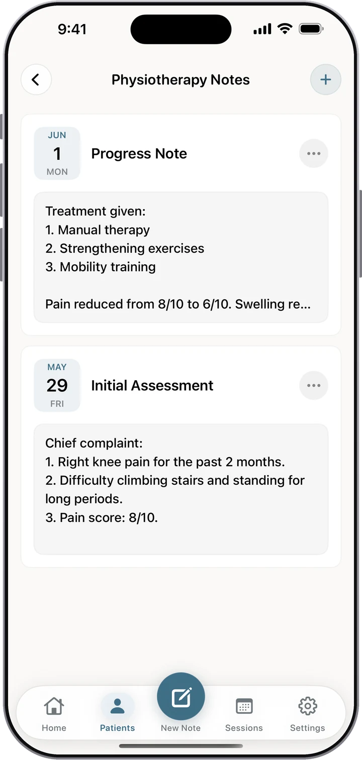 Clinical notes history in Dr. Notes
