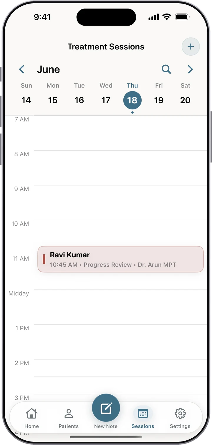 Follow-up appointment calendar in Dr. Notes