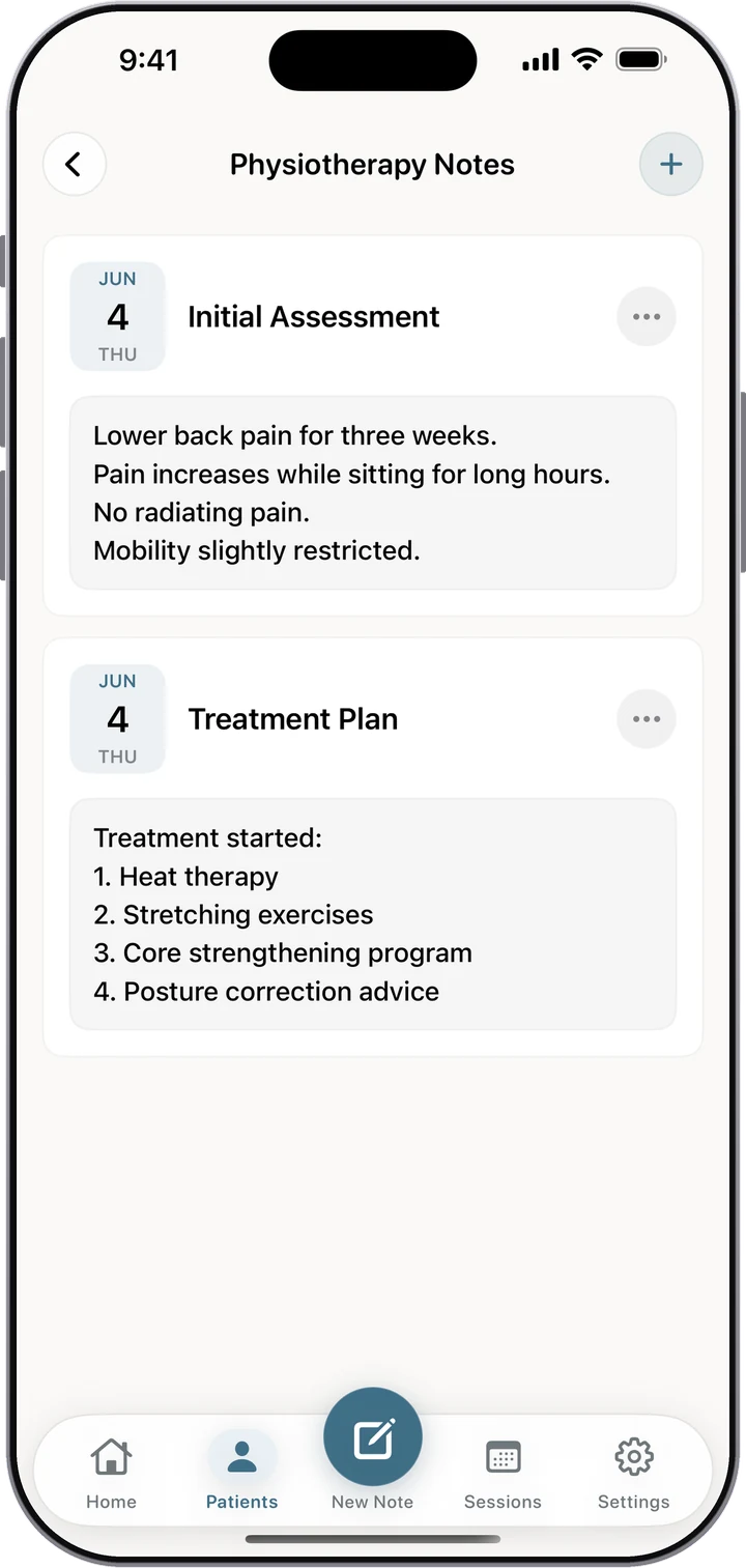Clinical notes history in Dr. Notes