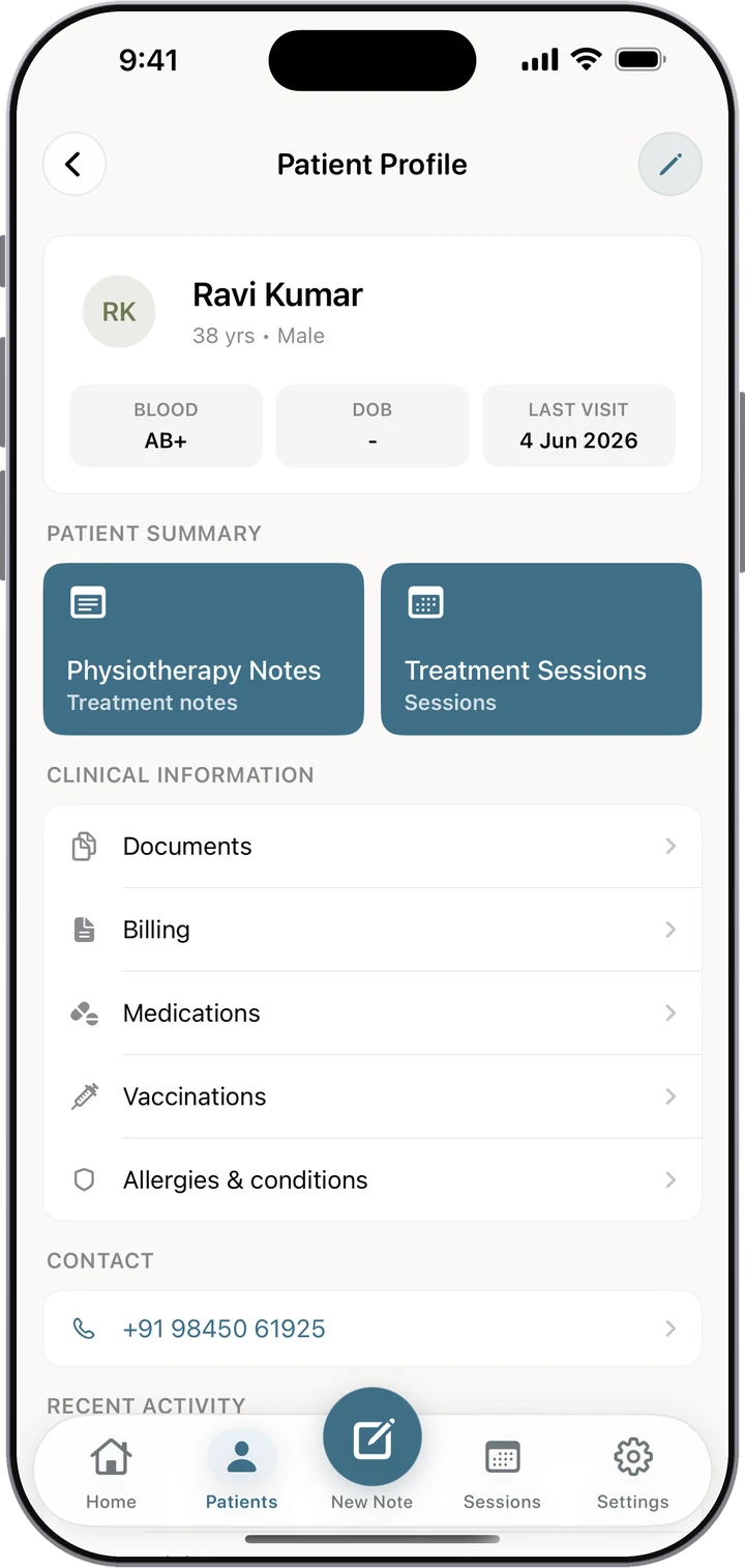Ravi Kumar patient profile in Dr. Notes