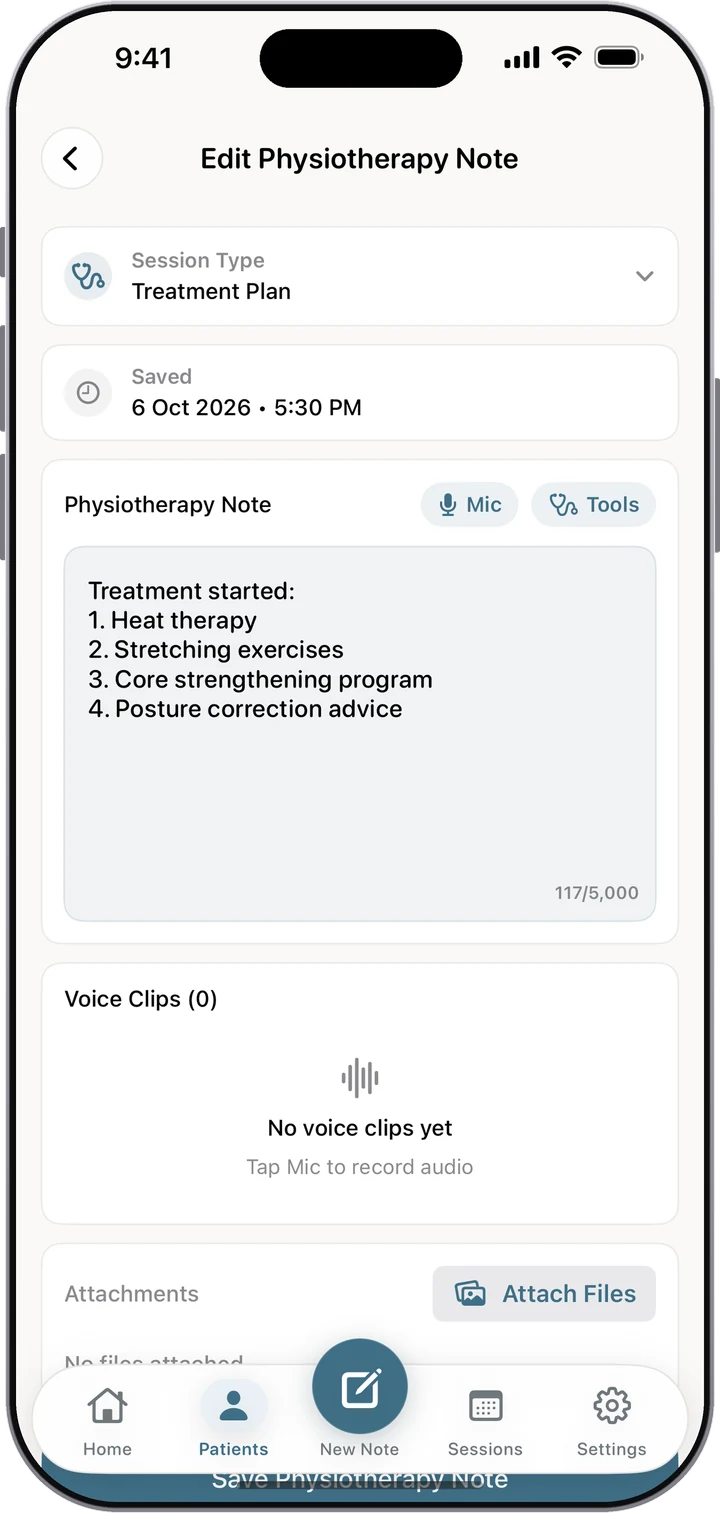 Treatment plan in Dr. Notes