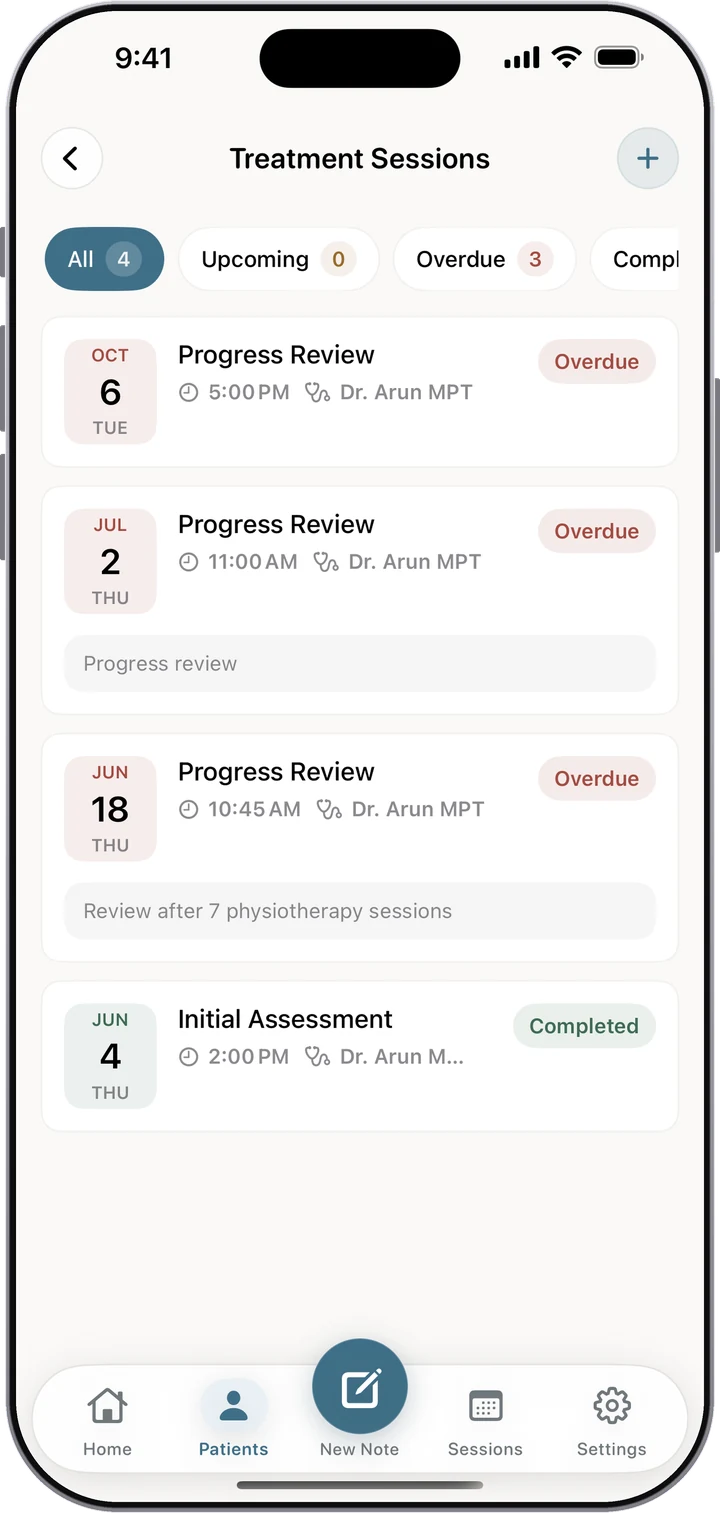 Upcoming appointments in Dr. Notes