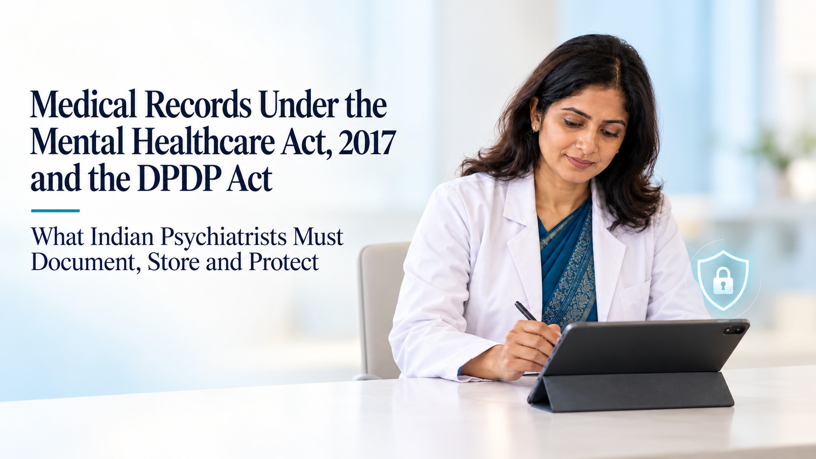 Psychiatrist reviewing and protecting confidential psychiatric medical records under the Mental Healthcare Act, 2017 and the DPDP Act