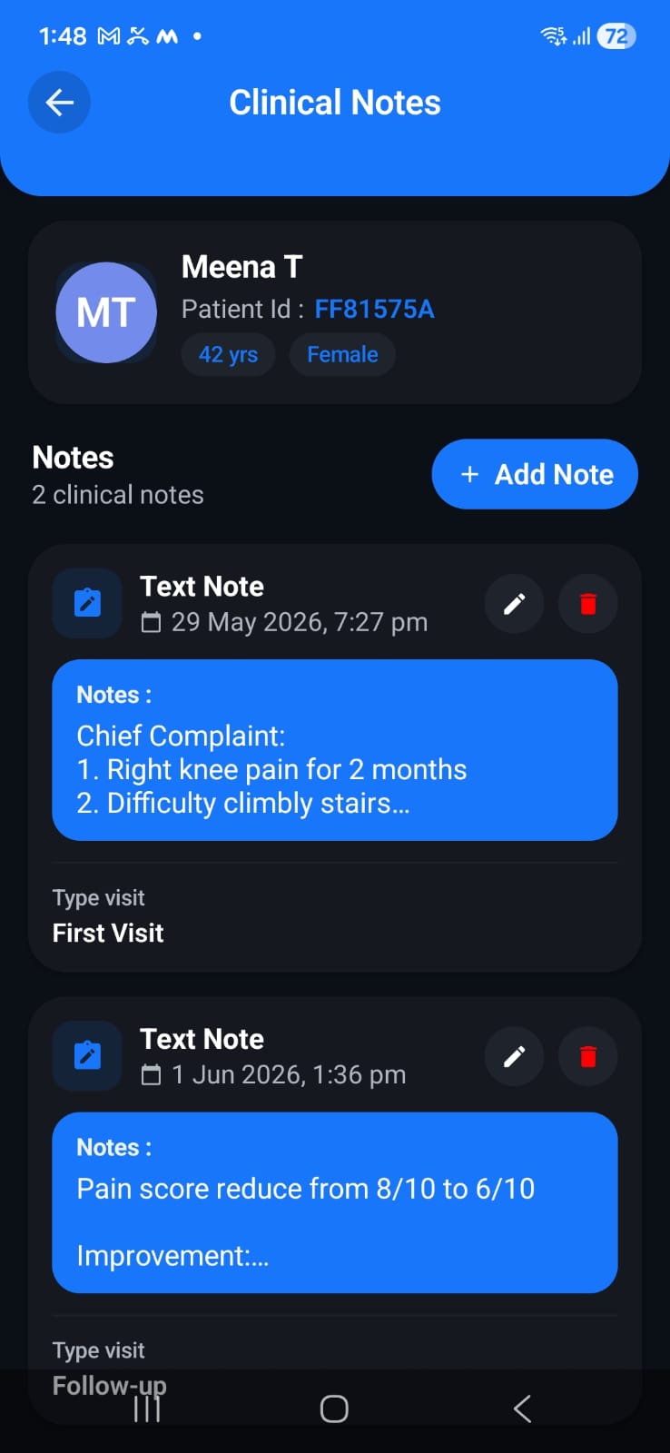 clinical notes in Dr. Notes