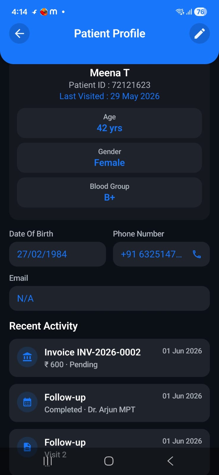 Patient Profile in Dr. Notes