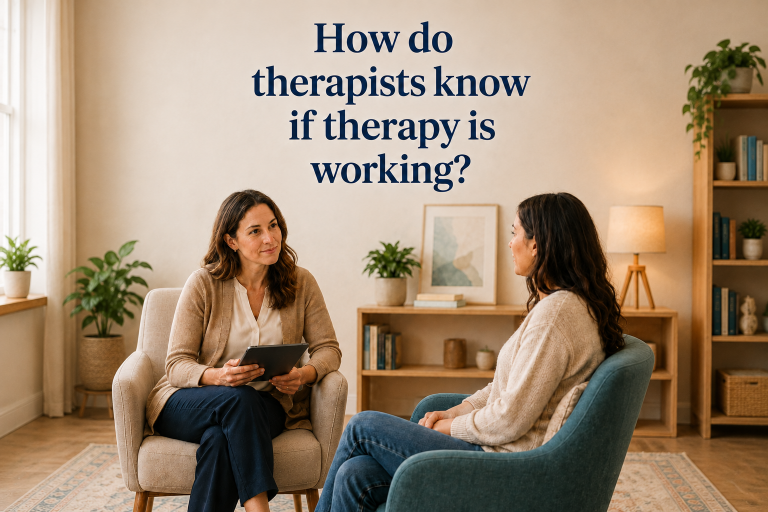 Therapist reviewing patient progress and clinical notes using Dr. Notes