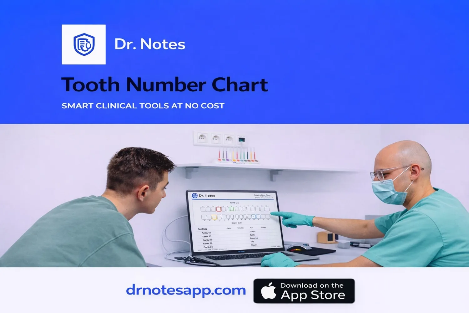 Tooth Number Chart Tool for Dentists by Dr. Notes - Dr. Notes