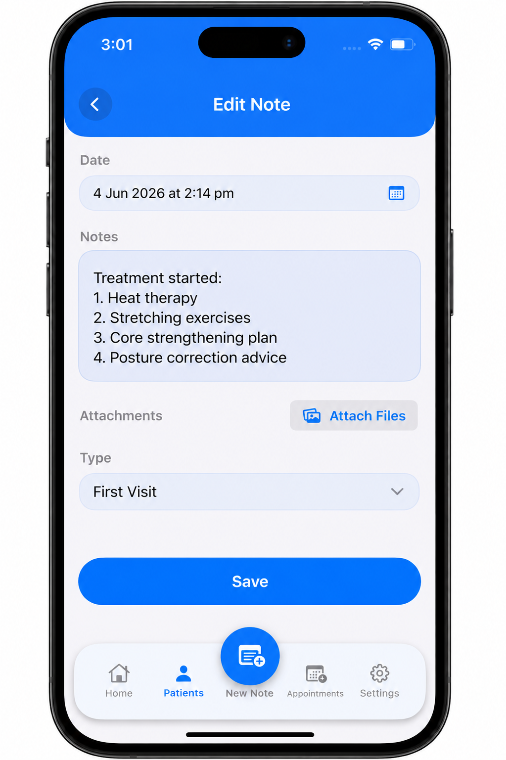 Treatment plan in Dr. Notes